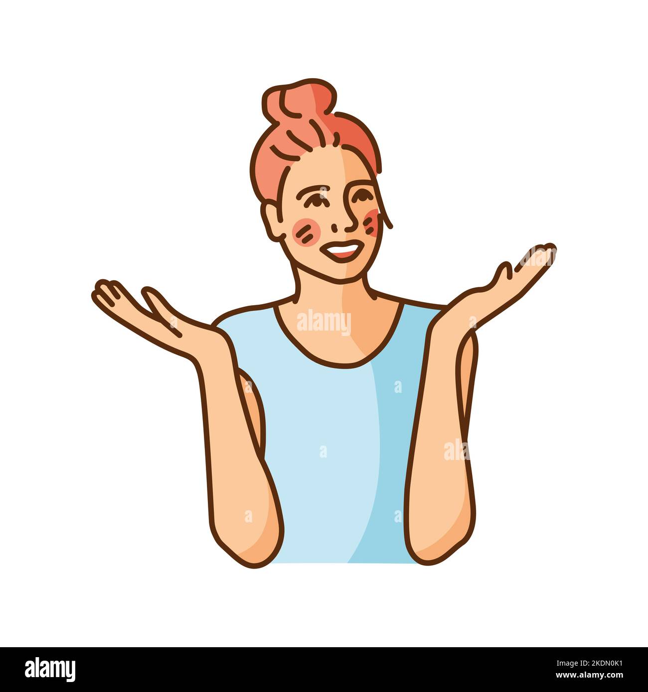 Happy girl in love color line illustration Stock Vector Image & Art - Alamy