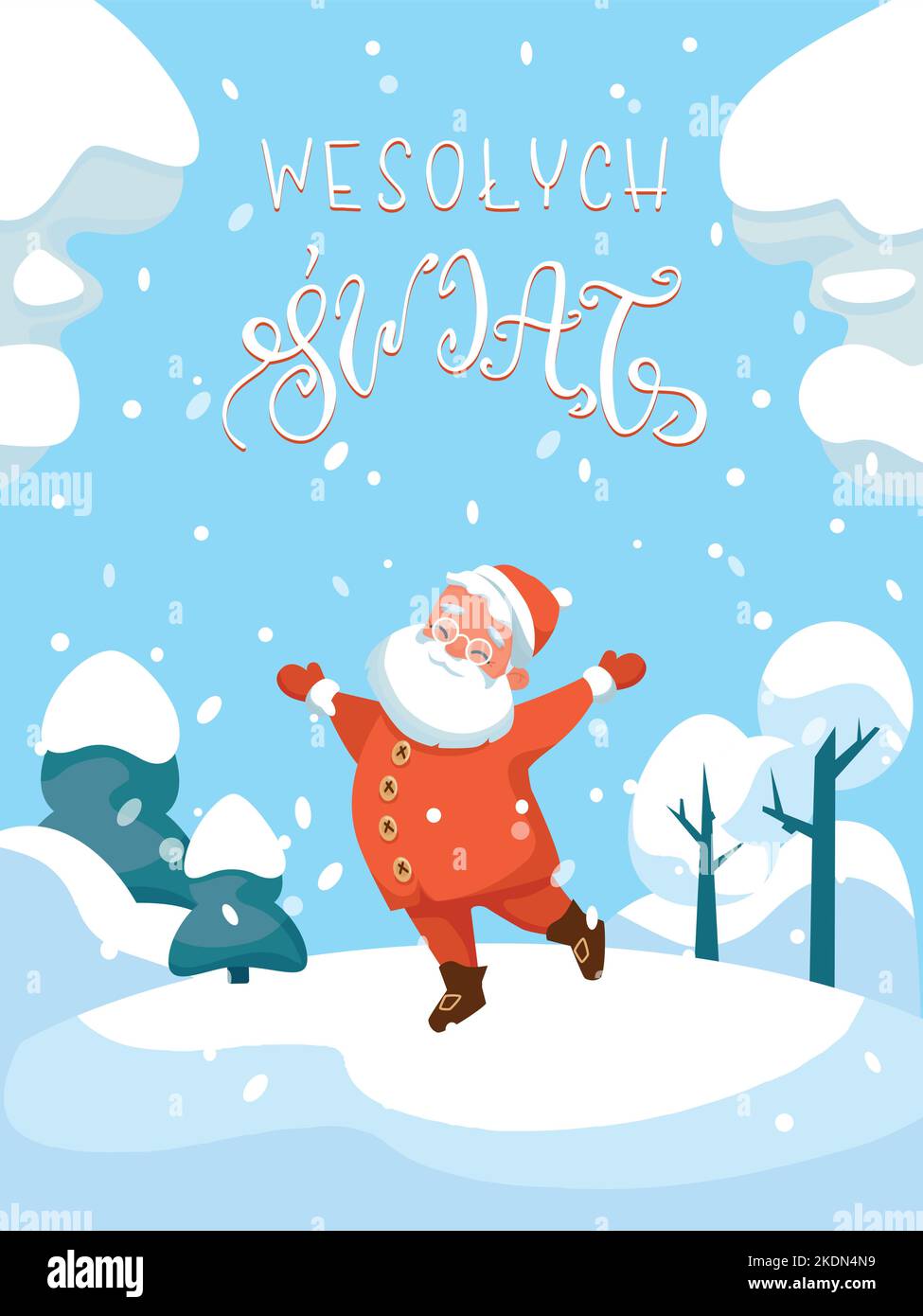 Swiety Mikolaj Polish Santa Claus Happy at Winter Stock Vector