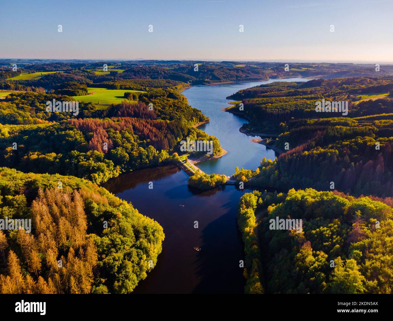 Aerial view of green mountains and river , view from above Stock Photo ...