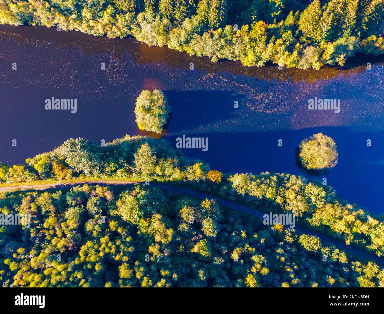 Aerial view of green mountains and river , view from above Stock Photo ...