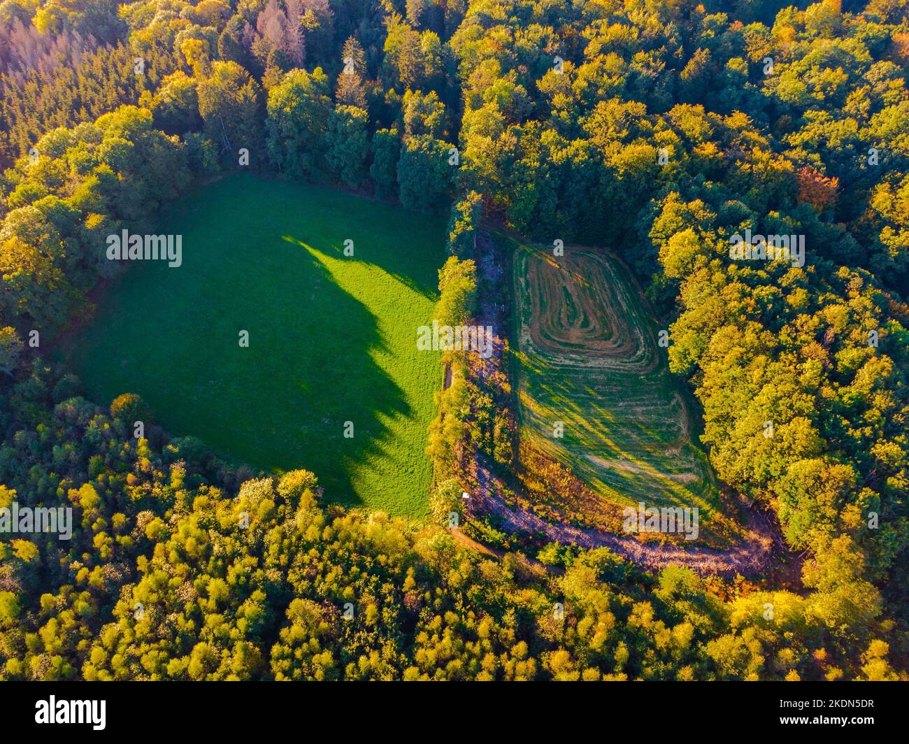 Aerial view of green mountains and forest, view from above Stock Photo ...
