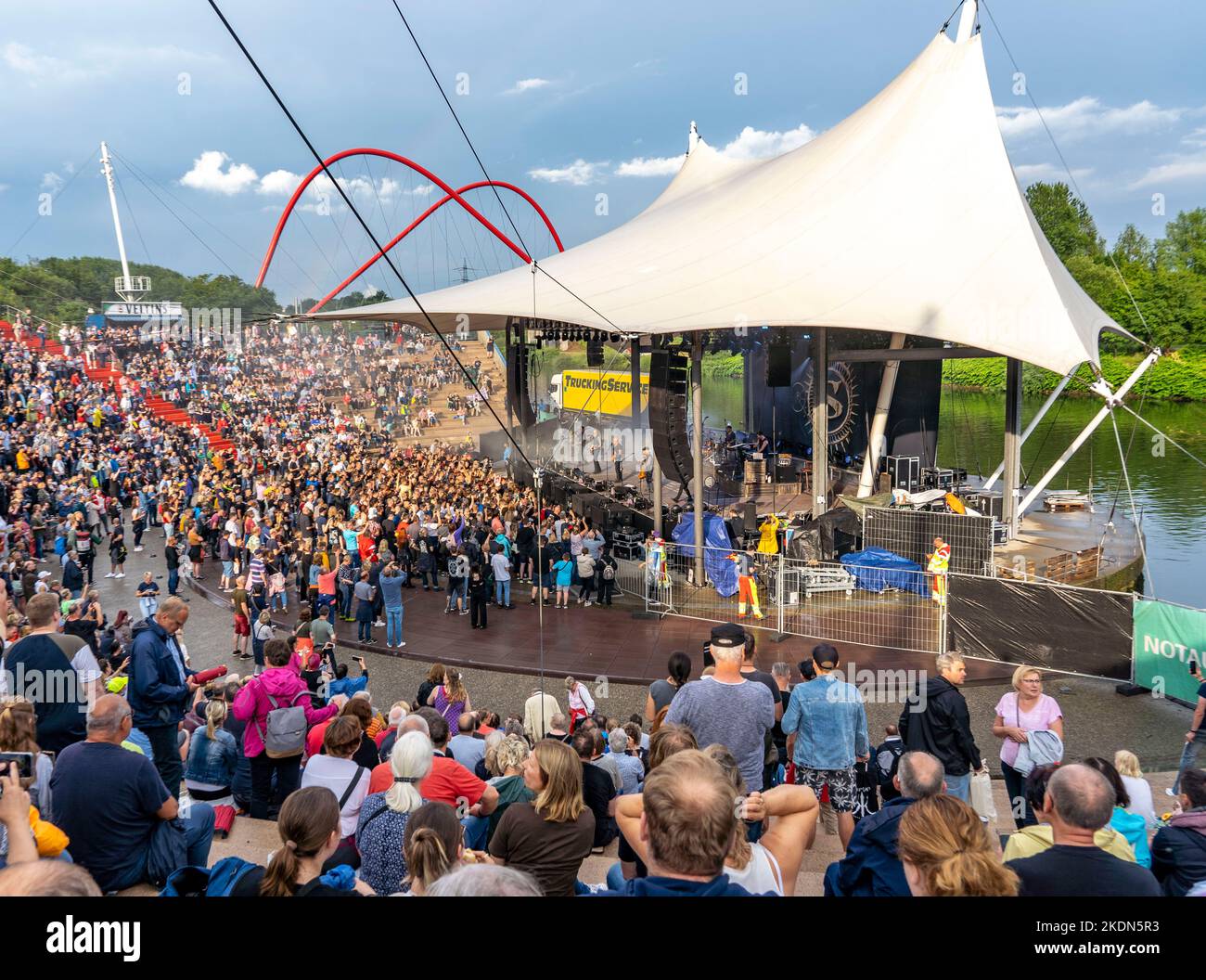 Concert at the Amphitheatre, Nordsternpark, on the Rhine-Herne Canal in Gelsenkirchen, NRW, Germany, Stock Photo