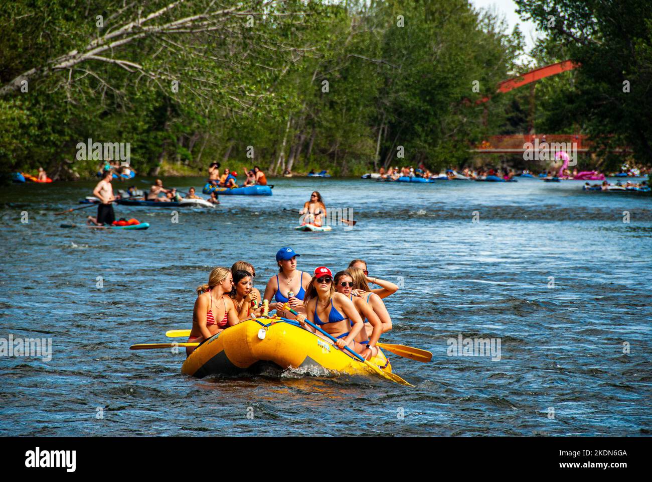 Rafting on Idaho's Boise River on 4th of July Stock Photo