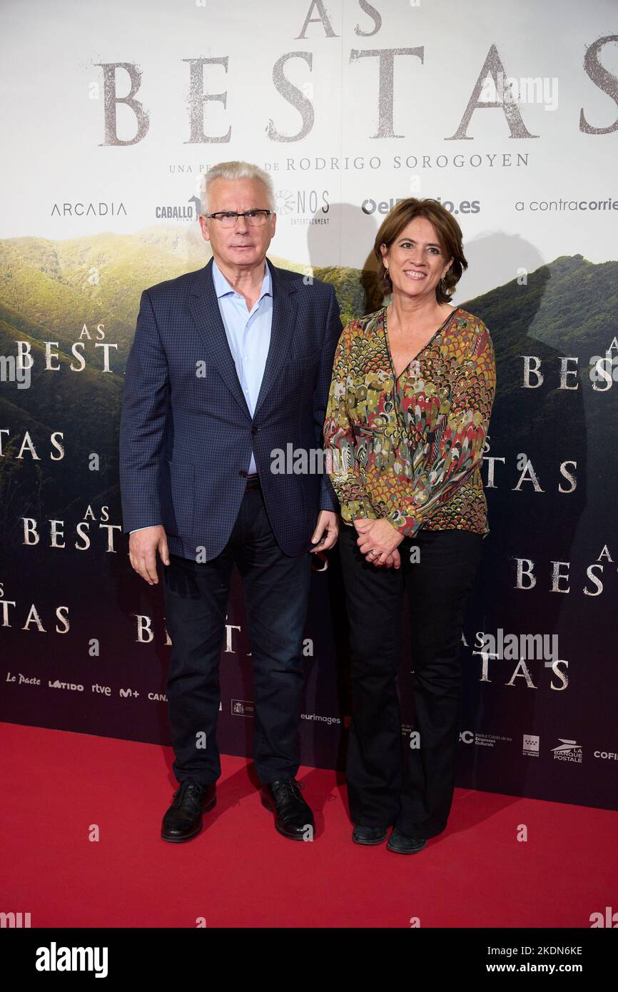 Madrid. Spain. 20221107,  Baltasar Garzon, Dolores Delgado attends 'As Bestas' Premiere at Verdi Cinema on November 7, 2022 in Madrid, Spain Stock Photo