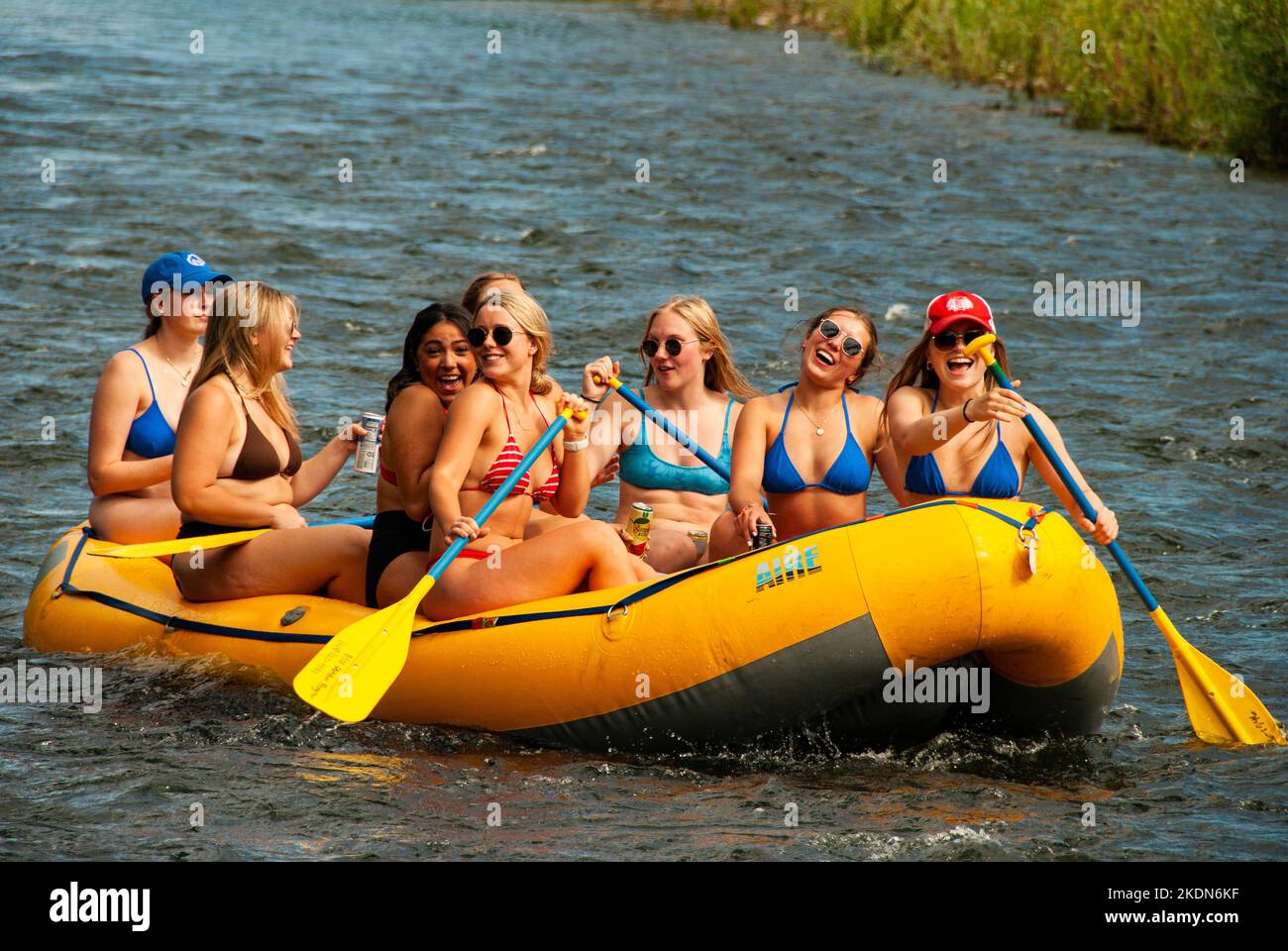 Rafting on Idaho's Boise River on 4th of July Stock Photo