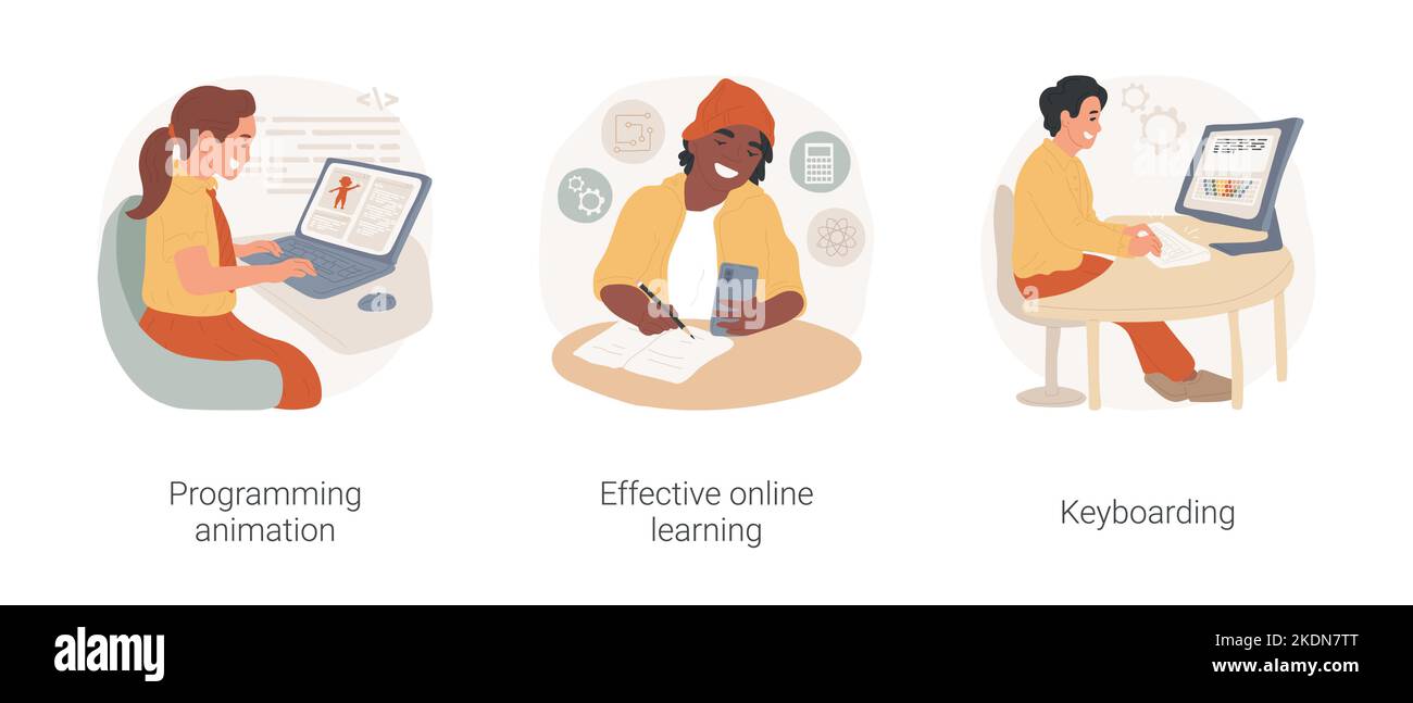 Computer science and digital literacy isolated cartoon vector