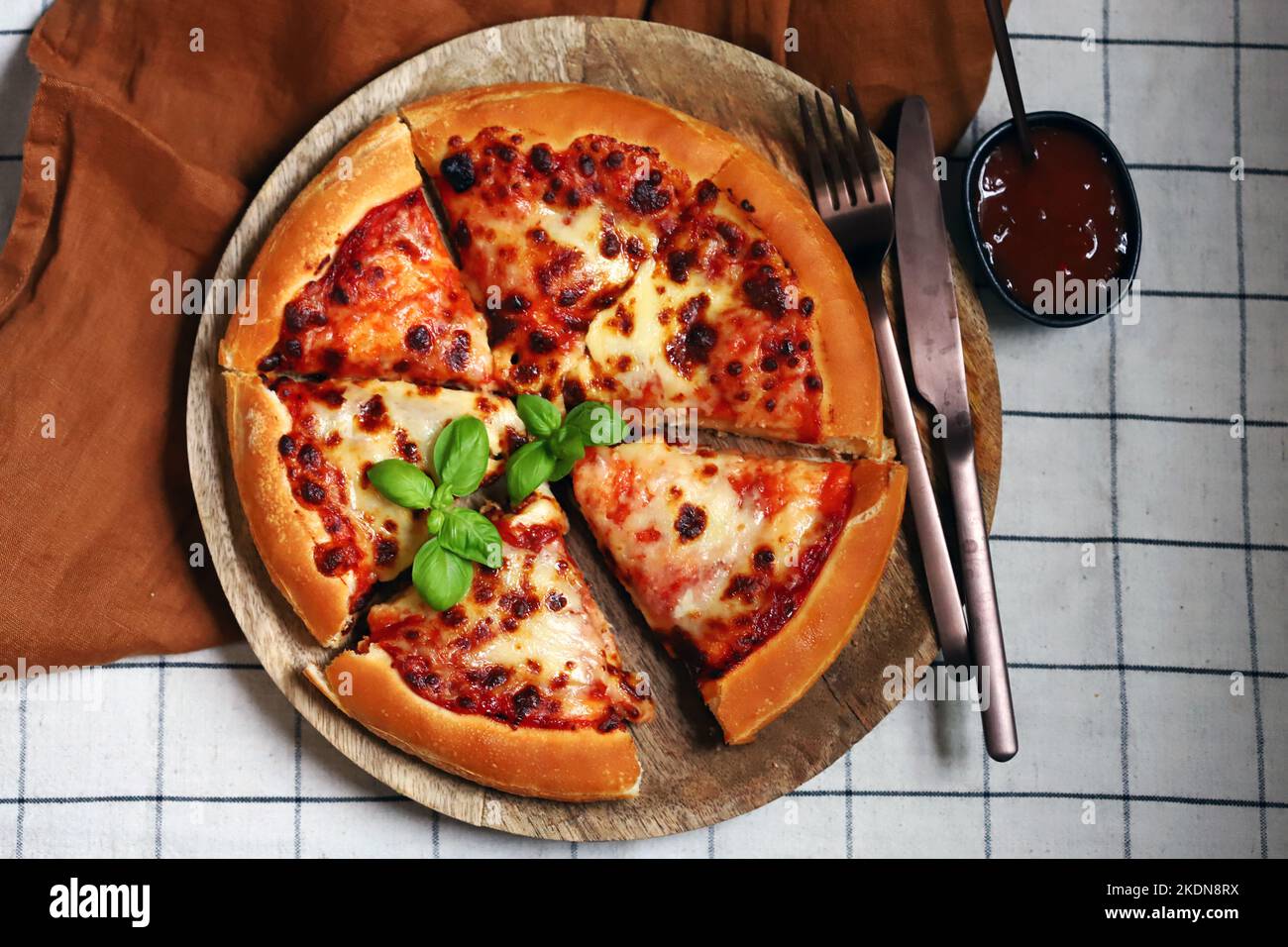 Fresh hot margarita pizza. Stock Photo