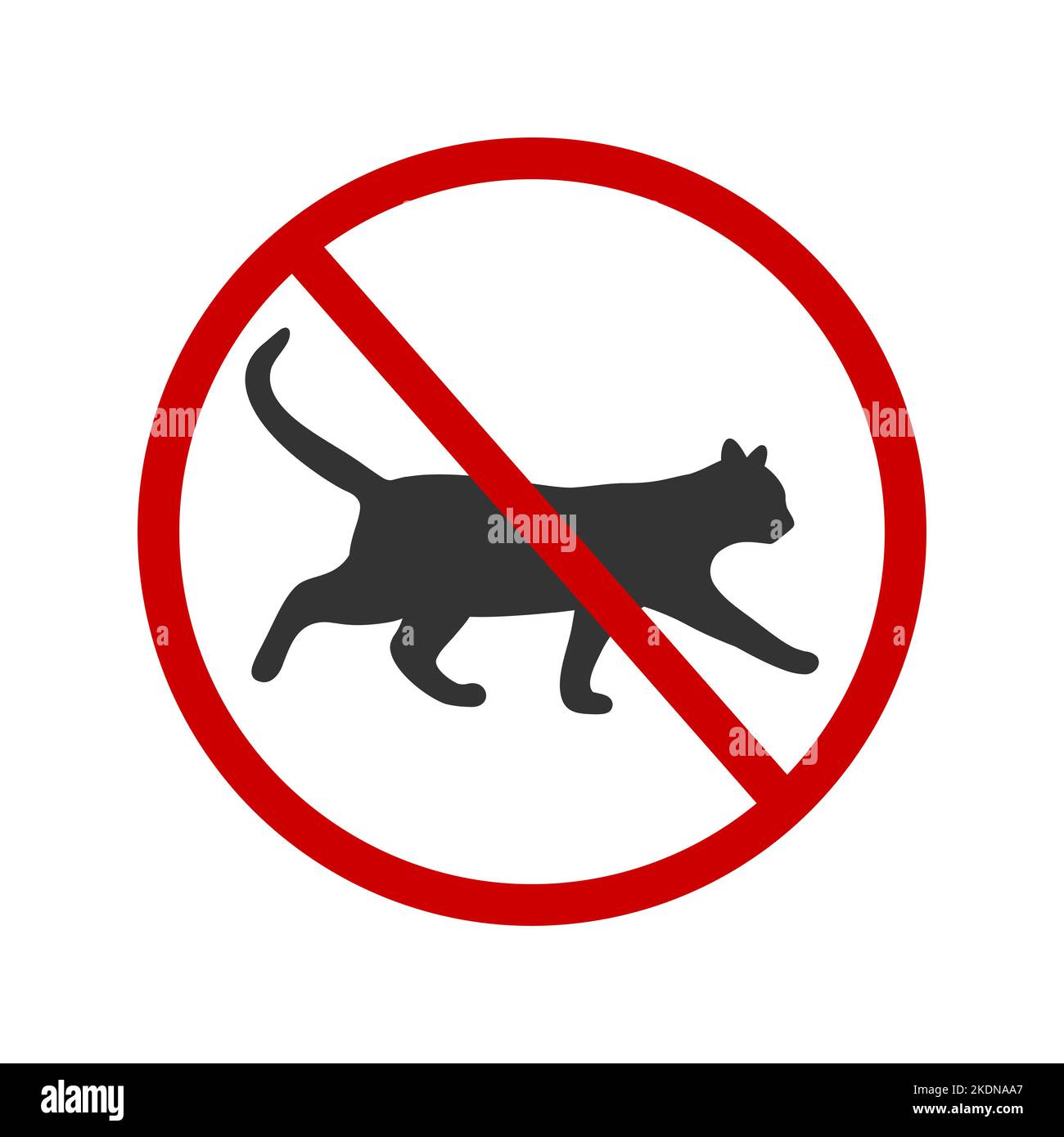 No cats allowed icon. Pets walking ban zone pictogram. Kitten