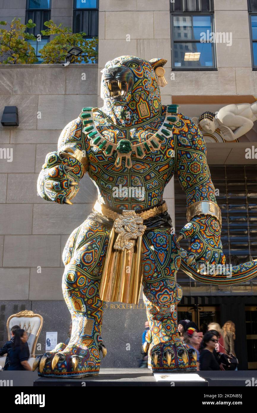 Mexico Week is celebrated in Rockefeller with Menchaca Studio artwork, New York City, USA 2022