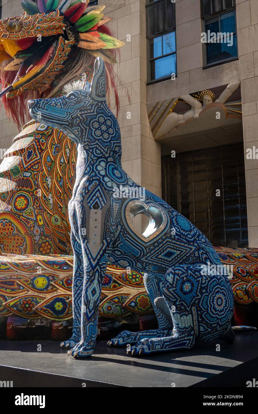 Mexico Week is celebrated in Rockefeller with Menchaca Studio artwork, New York City, USA 2022