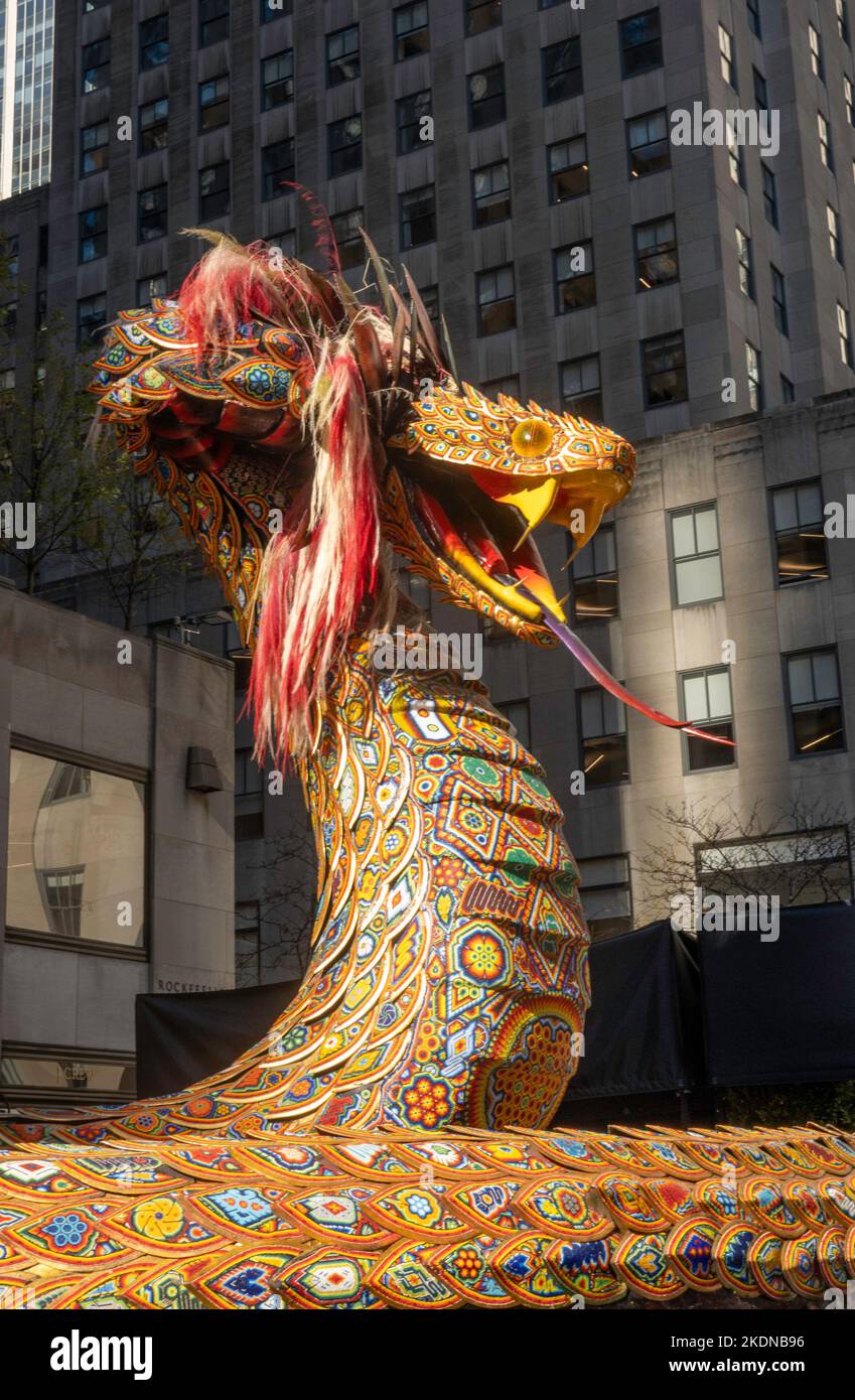 Mexico Week is celebrated in Rockefeller with Menchaca Studio artwork, New York City, USA 2022