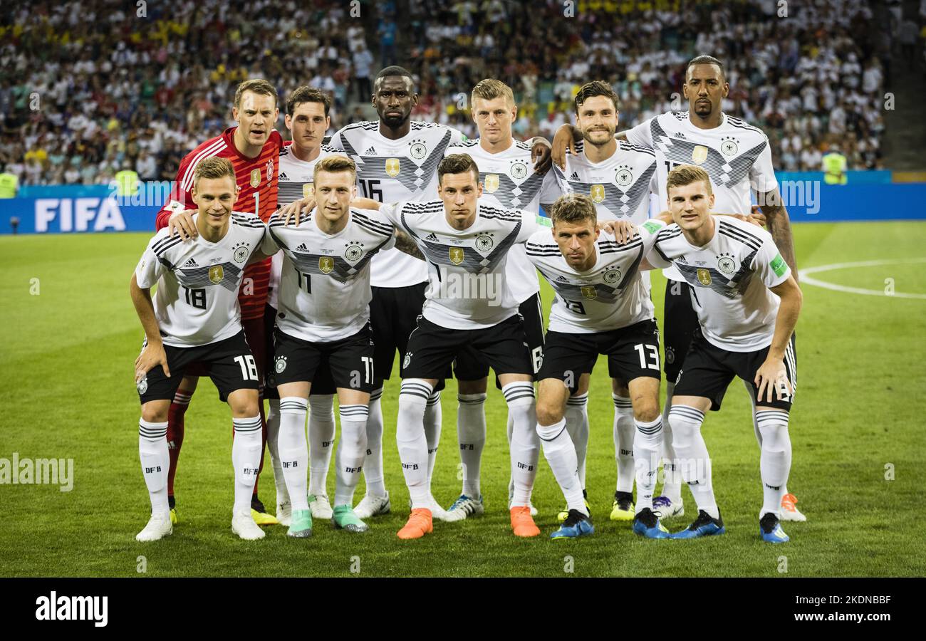 Sochi, 23.06.2018 Torwart Manuel Neuer (Deutschland), Sebastian Rudy (Deutschland), Antonio RŸdiger (Deutschland), Toni Kroos (Deutschland), Jonas Hec Stock Photo