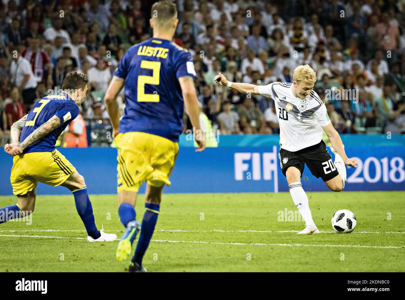 Sochi, 23.06.2018 Julian Brandt (Deutschland) trifft den Pfosten