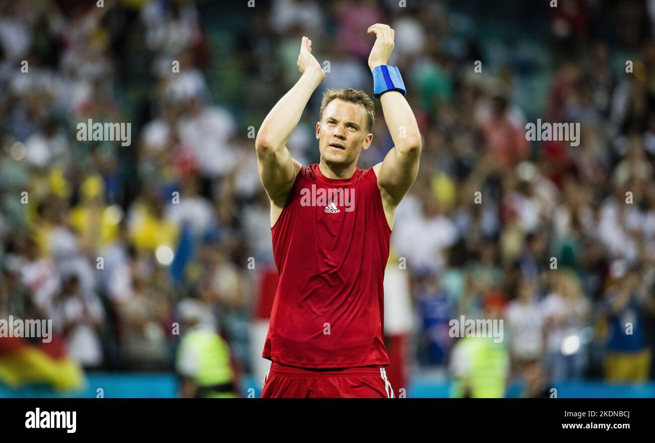 Sochi, 23.06.2018 Jubel: Torwart Manuel Neuer (Deutschland) Deutschland - Schweden  Fisht Stadion - Olympiastadion Copyright (nur fŸr journalistische Stock Photo