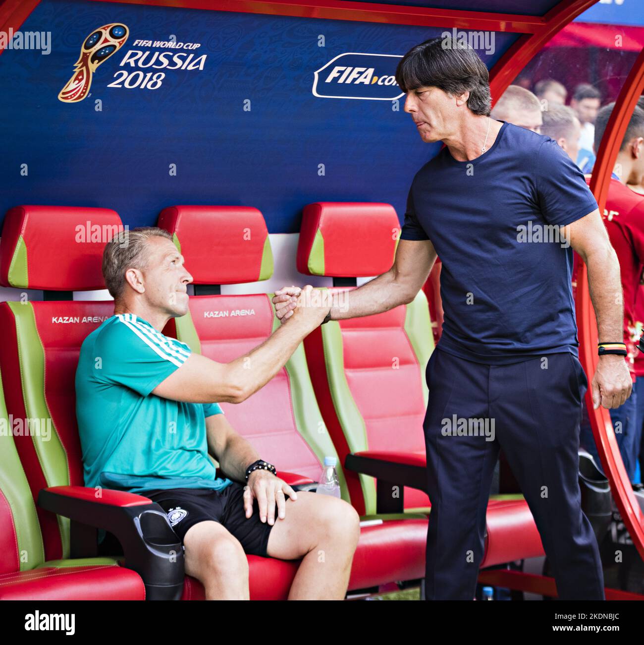 Kazan, 27.06.2018 Torwarttrainer Andreas Kšpke (Deutschland) und Trainer Joachim Lšw (Deutschland) Deutschland - SŸdkorea Copyright (nur fŸr journalis Stock Photo