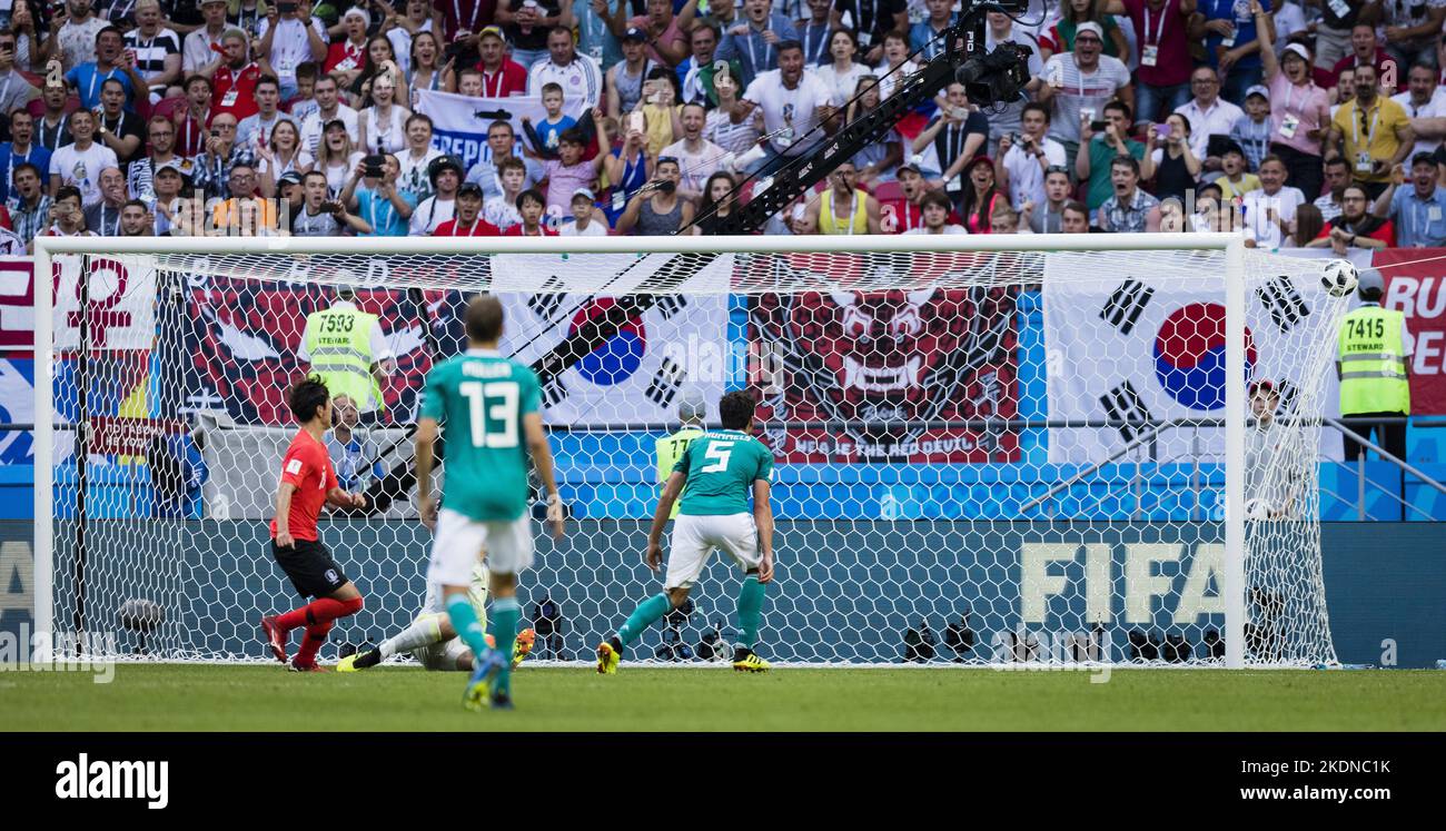 Kazan, 27.06.2018 Tor zum 0: 1 durch Young-gwon Kim (Korea) gegen Mats Hummels (Deutschland) Deutschland - SŸdkorea Copyright (nur fŸr journalistische Stock Photo