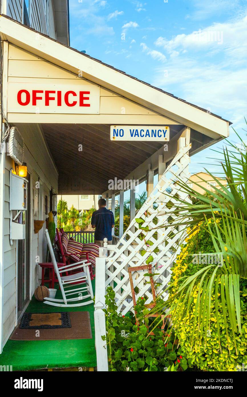 Outer Banks, USA - July 19, 2010: motel in the outer banks, USA with no vacancy sign Stock Photo