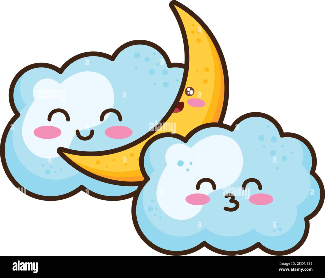 kawaii clouds and moon Stock Vector Image & Art - Alamy