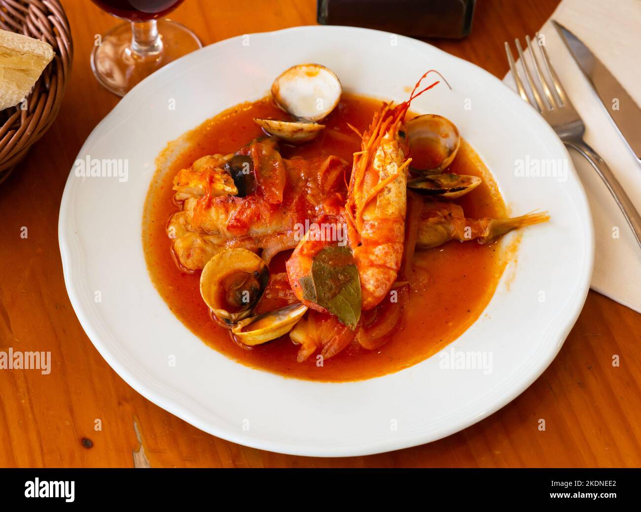 Monkfish tail a la marinera Stock Photo