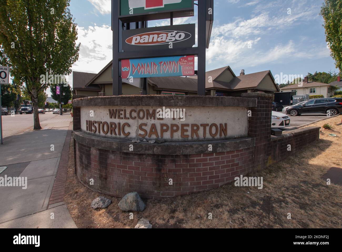 Welcome to Sapperton sign, New Westminster, British Columbia, Canada Stock Photo