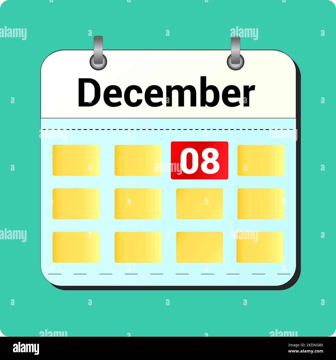 calendar vector drawing, date December 08 on the page Stock Vector ...