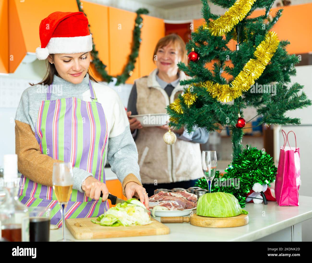 Family preparing christmas dinner Stock Photo Alamy