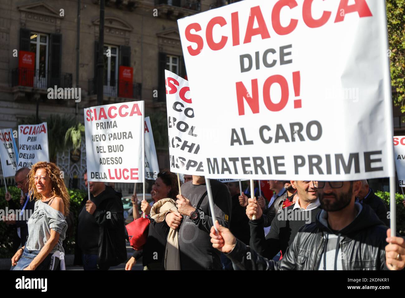 Palermo, Italy. 7th Nov, 2022. Trade unions protest due to the costof