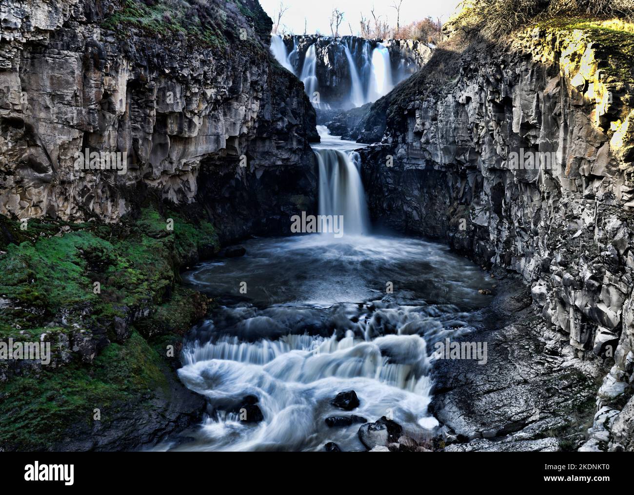 Views of White River Falls in Oregon Stock Photo