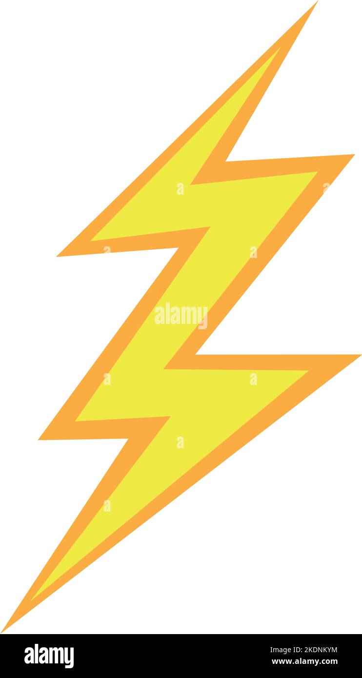 Vector illustration icon of a thunder or lightning cartoon in yellow