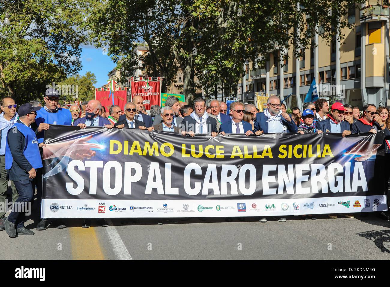 Palermo, Italy. 7th Nov, 2022. Trade unions protest due to the costof