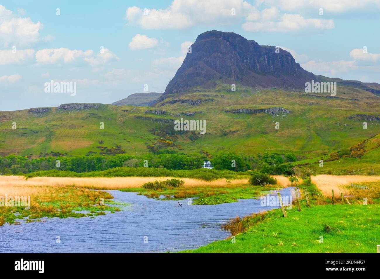 The peak of Preshal More from Talisker Bay, Isle of Skye, Scotland, UK Stock Photo