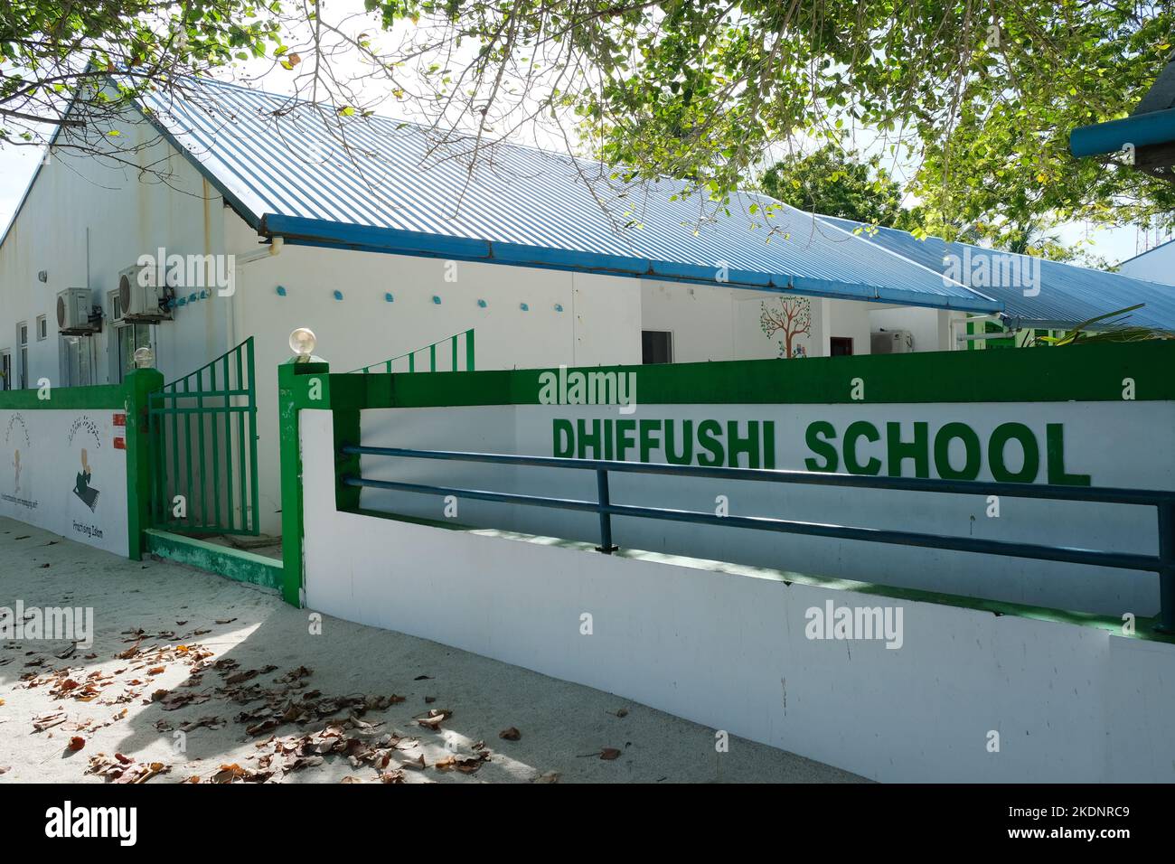 Local primary school at Dhiffushi village. Stock Photo