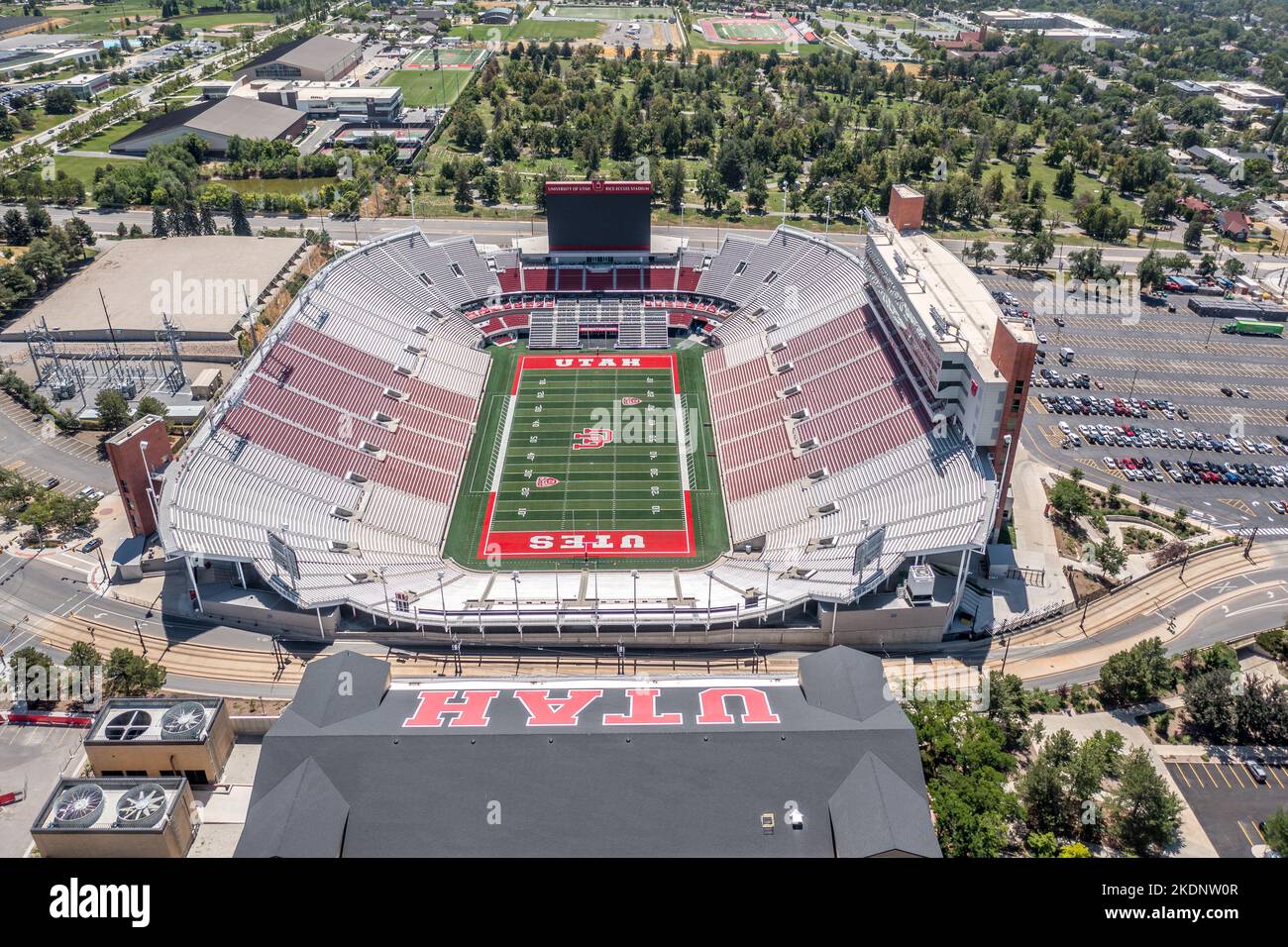 Aerial view of University of Utah Stadium Stock Photo