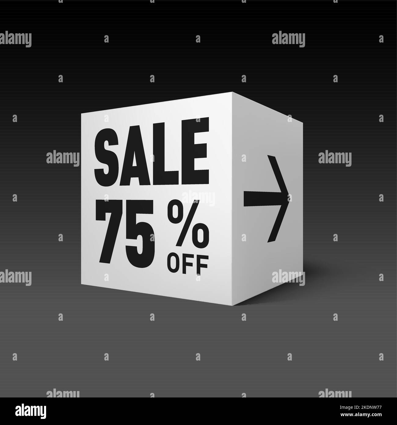 Cube Banner Template for Holiday Sale Event. Seventy-five Percent off Discount Stock Vector