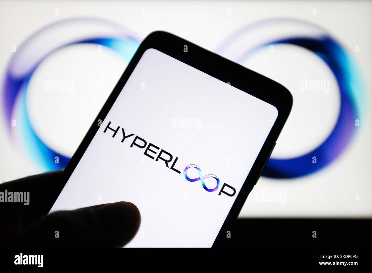 In this photo illustration, Hyperloop logo is seen displayed on a ...
