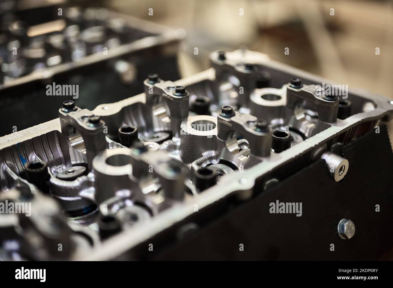 Cylinder heads of automobile engine ready for installation Stock Photo