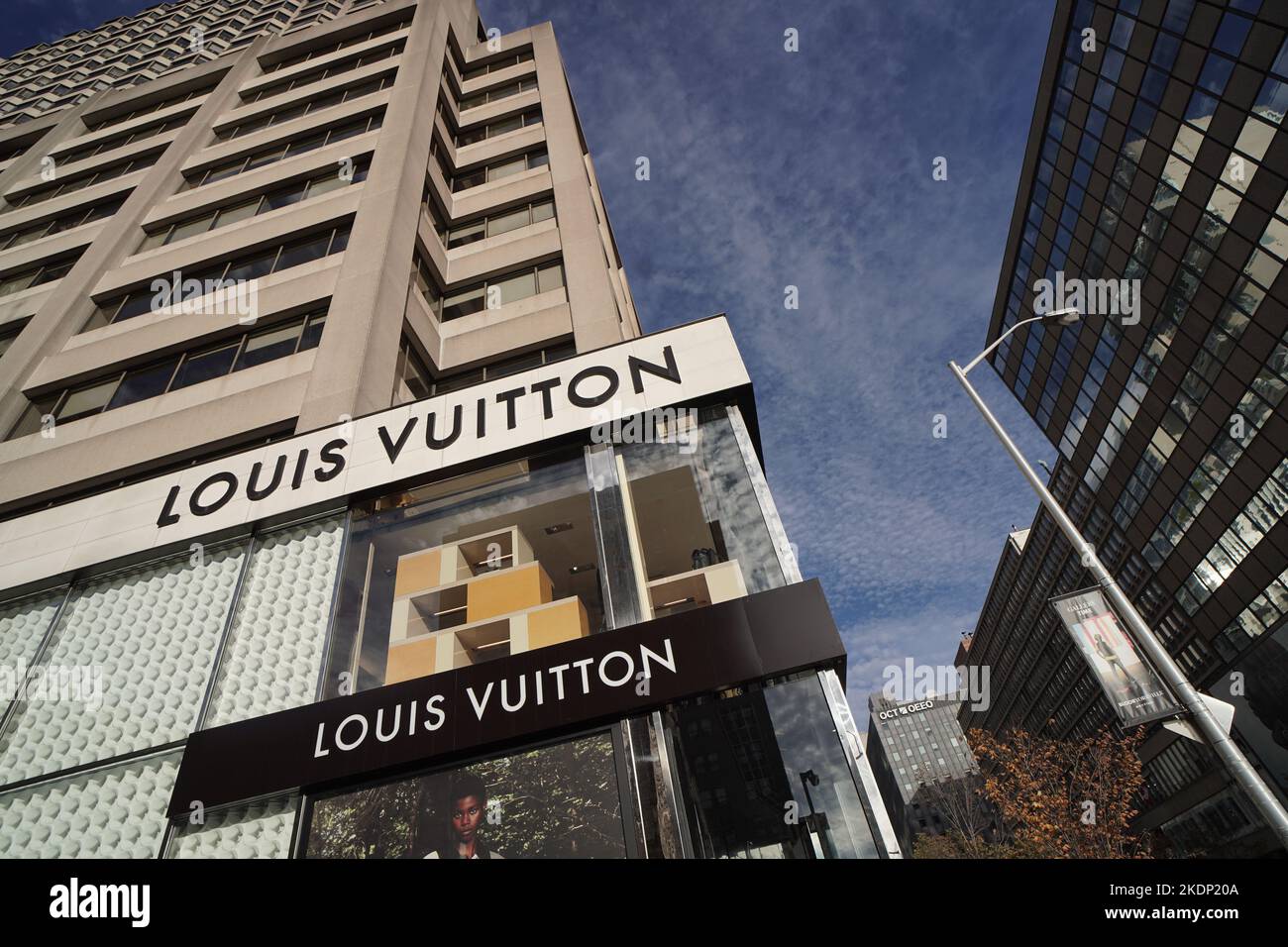 Louis Vuitton retail store sign on Bloor Street, Toronto, Ontario, Canada Stock Photo