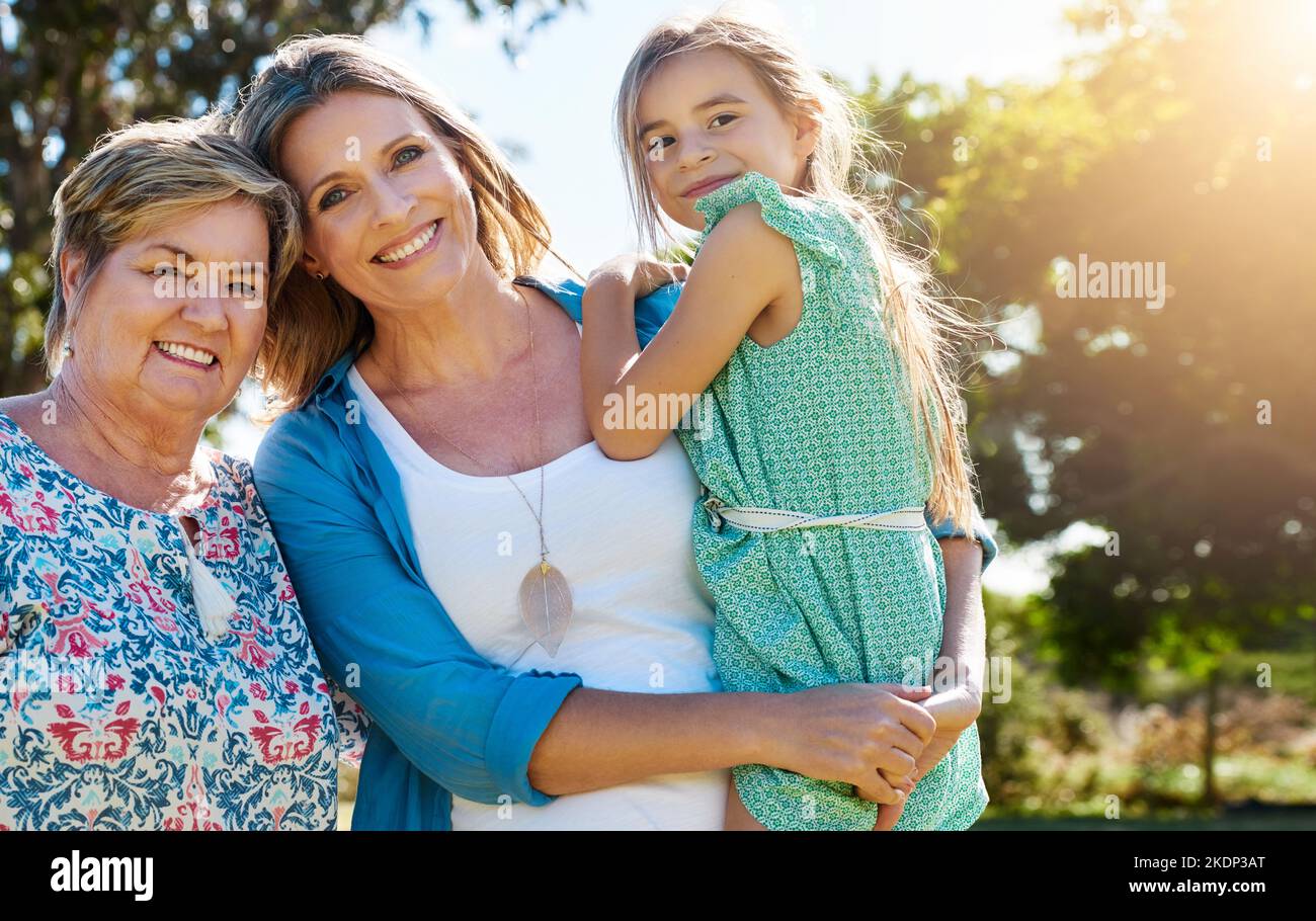 Love that stays the same through the generations. Portrait of a young girl spending time with