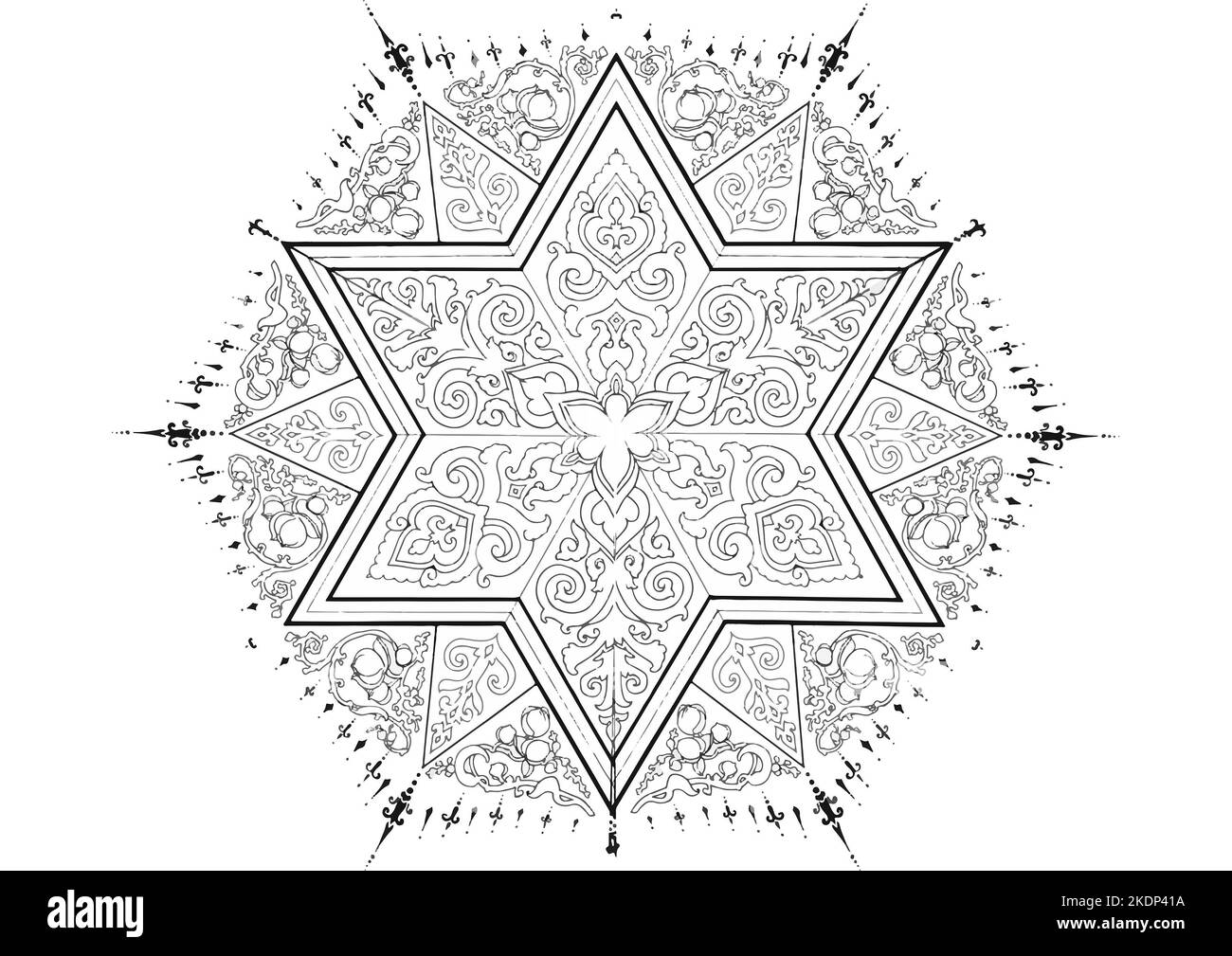 Mantra Mandala, The Meditation art for Adults to coloring Drawing with Hands By Art By Uncle 044  Find out with Patterns of the Universe Stock Photo