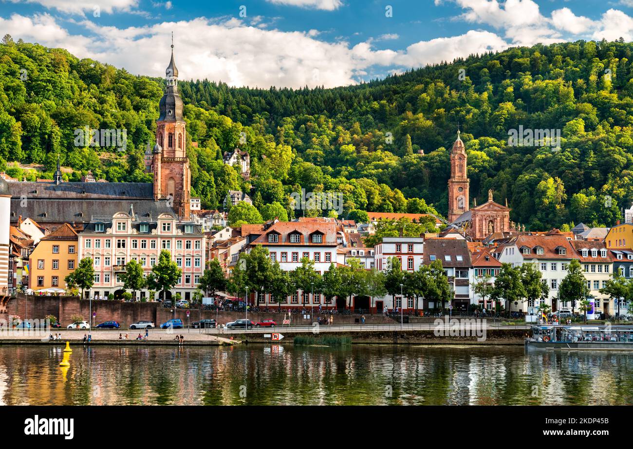 Skyline of Heidelberg at the Neckar river in Baden-Wuerttemberg, Germany Stock Photo