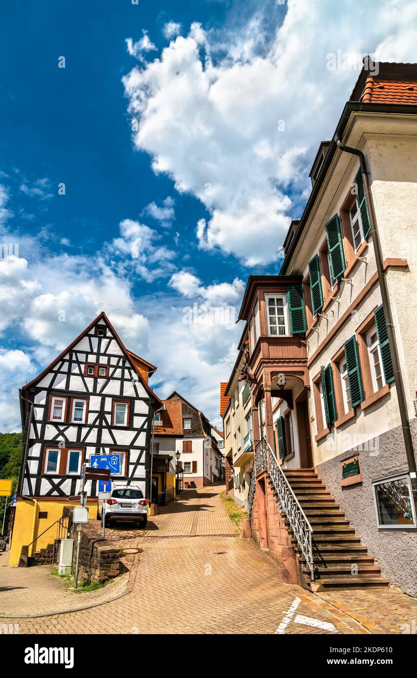 Architecture of Hirschhorn town on the Neckar river in Hesse, Germany Stock Photo