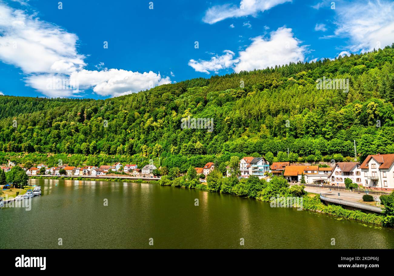 Zwingenberg Village above the Neckar river in Odenwald - Baden-Wurttemberg, Germany Stock Photo