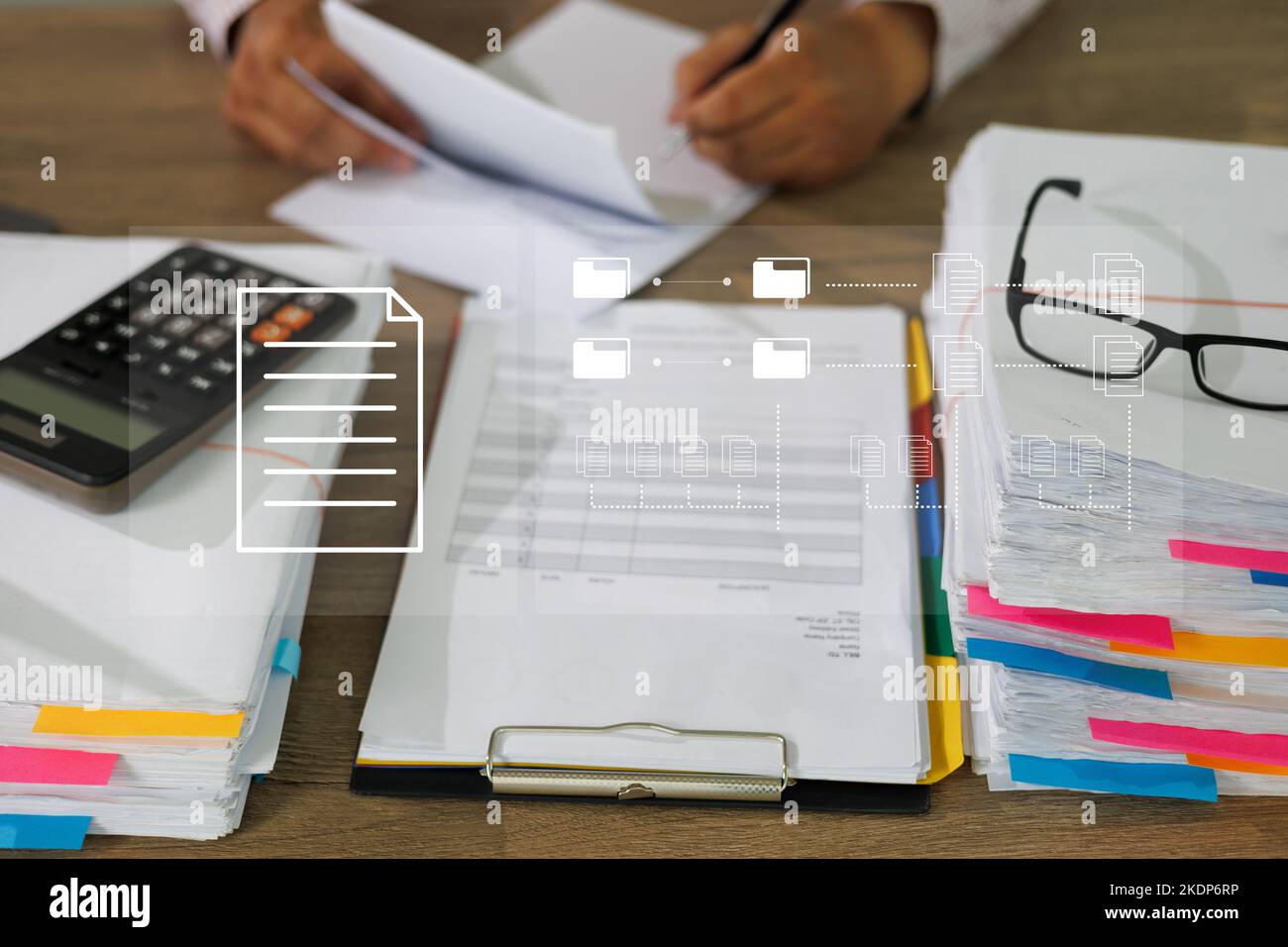 Businessman working reading documents graph financial to job succes ...