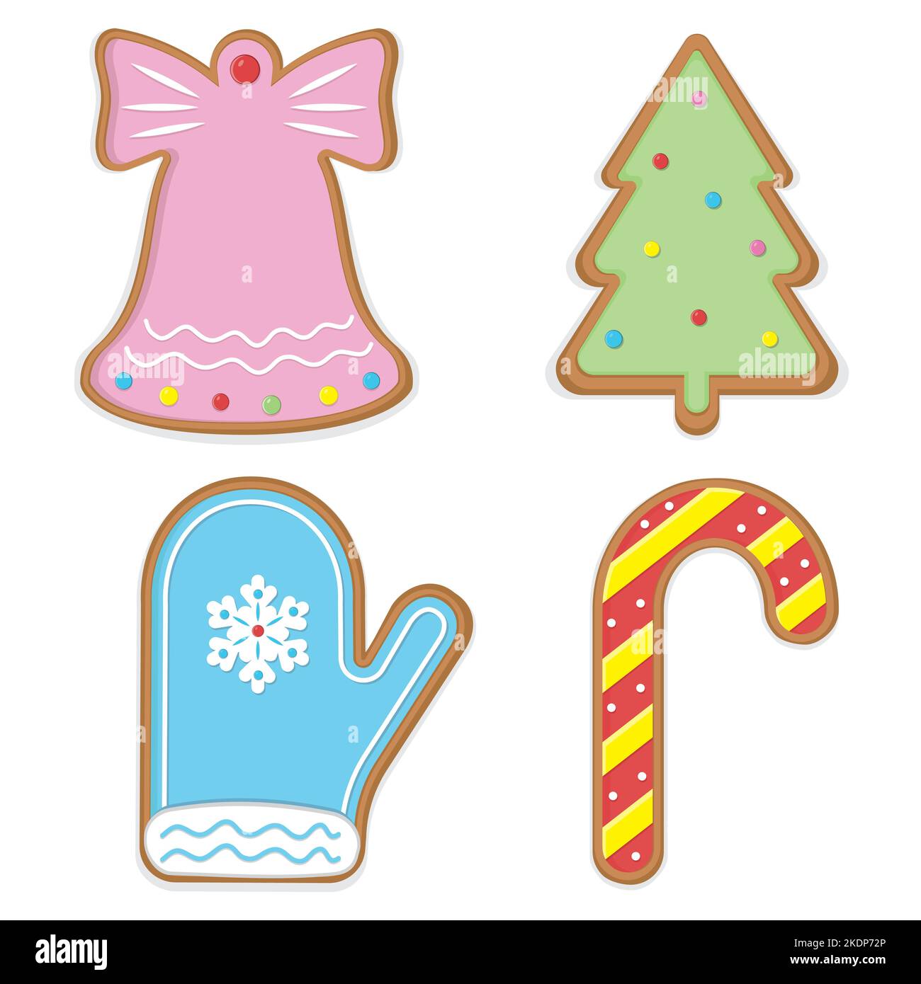 A large set of Christmas gingerbread cookies, ginger cookies in glaze