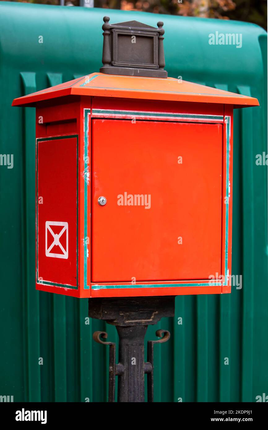 Red post office box outdoor Stock Photo Alamy