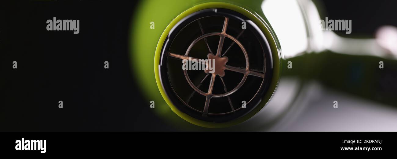 Green hair dryer or ionic hairdryer, professional hair style tool Stock