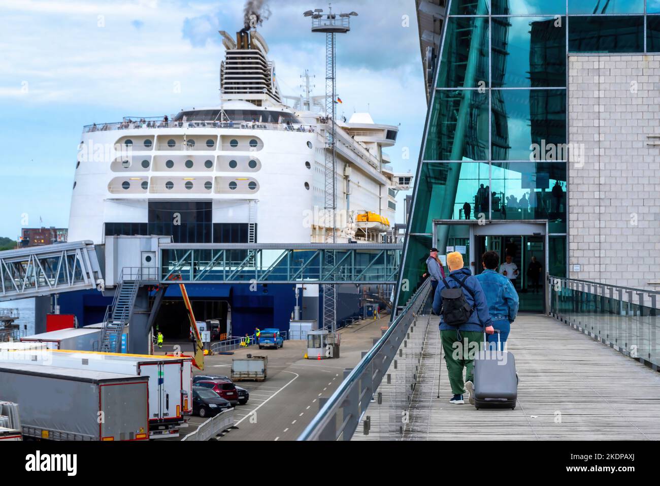 Way to the terminal of the color line in Kiel, Germany Stock Photo