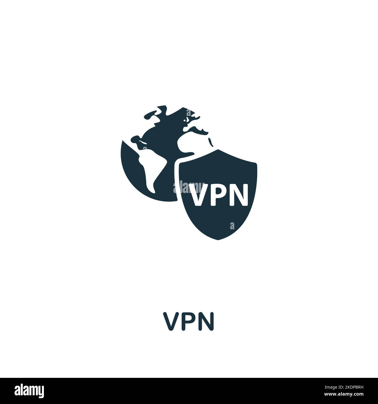 Vpn icon. Monochrome simple Cyber Security icon for templates, web design and infographics Stock Vector