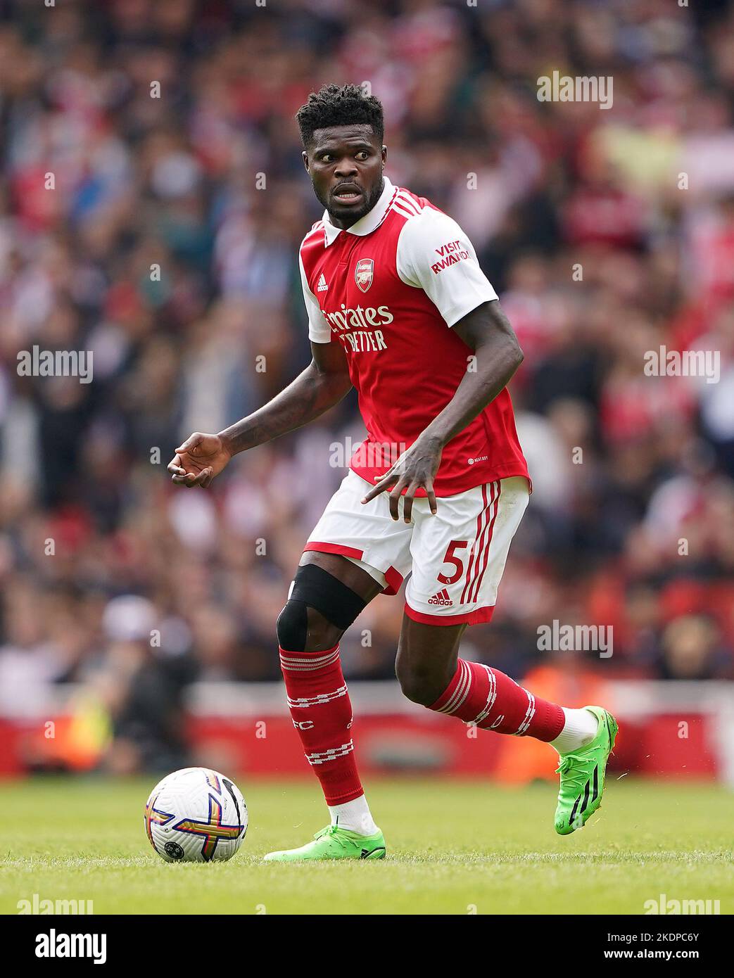 File photo dated 01-10-2022 of Arsenal's Thomas Partey. Star player for Ghana. Ghana bounced back from the humiliation of finishing bottom of their Africa Cup of Nations group by upsetting Nigeria on away goals in a qualifying play-off. Interim coach Addo has a hungry, young crop of players but has enjoyed just one win in 90 minutes since being appointed. The Black Stars are the lowest-ranked team in the tournament. Issue date: Tuesday November 8, 2022. Stock Photo