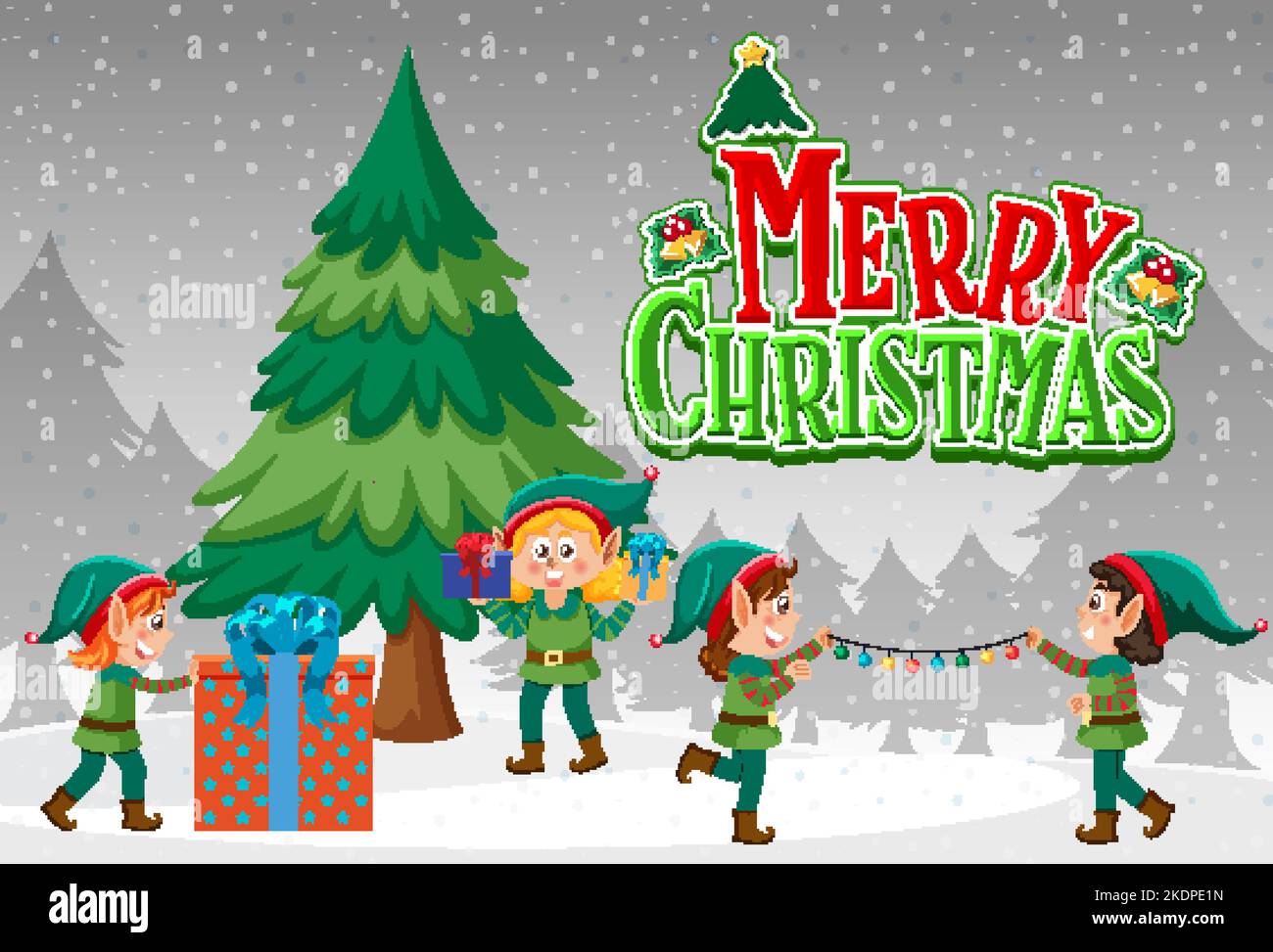 Merry Christmas poster template illustration Stock Vector Image & Art ...